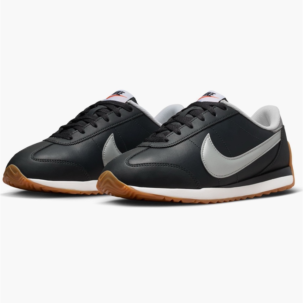 Nike Black Leather Sneakers with Grey Swoosh and Gum Outsole